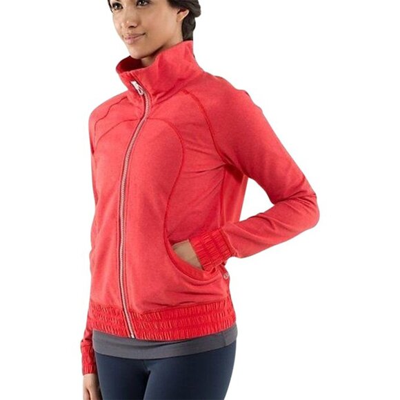 Lululemon Blissed Out Jacket Womens Size 6 Love Red Full Zip Yoga - Picture 1 of 10